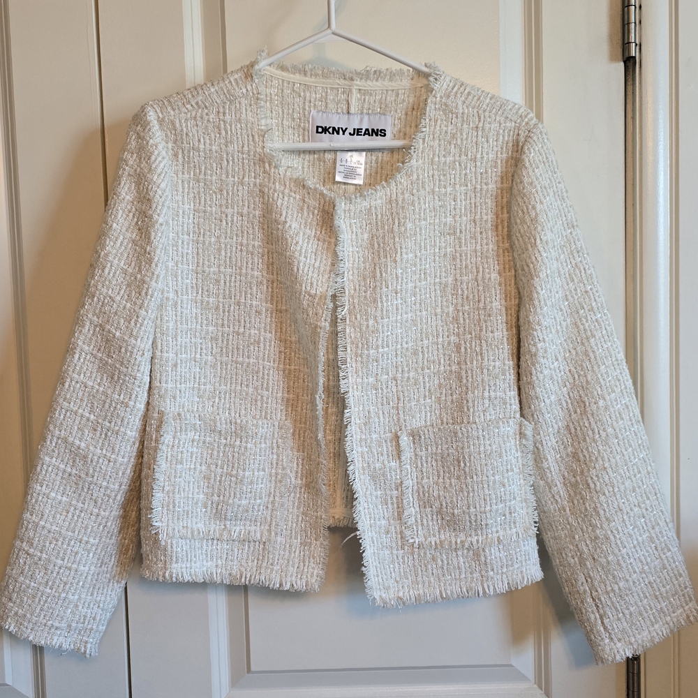 DKNY Women's Textured Cream Blazer